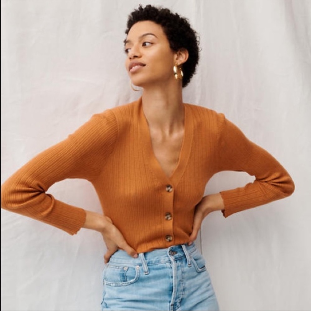 Madewell Ribbed Button Front Cardigan - Size Medium